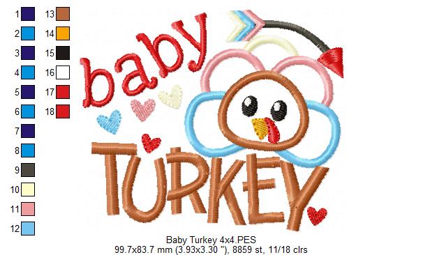 Thanksgiving Baby Turkey - Applique Embroidery
