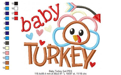 Thanksgiving Baby Turkey - Applique Embroidery