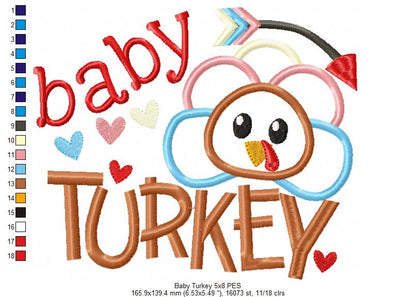Thanksgiving Baby Turkey - Applique Embroidery