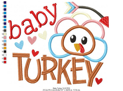 Thanksgiving Baby Turkey - Applique Embroidery