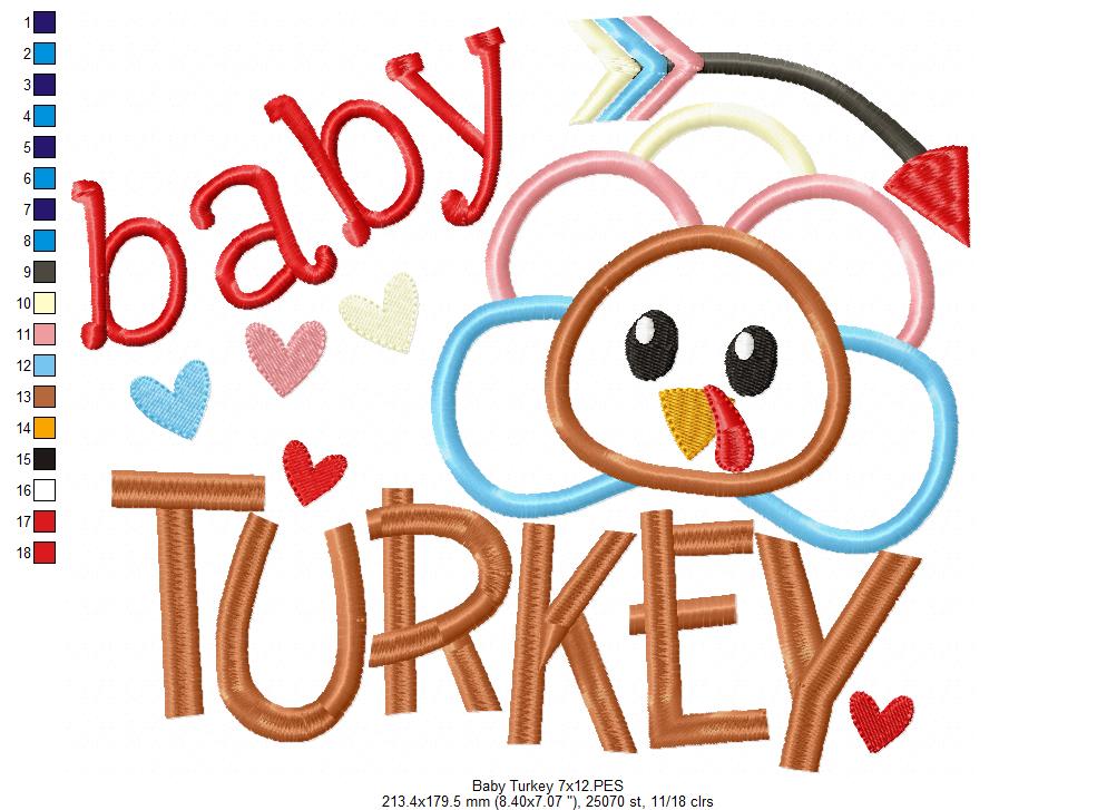 Thanksgiving Baby Turkey - Applique Embroidery