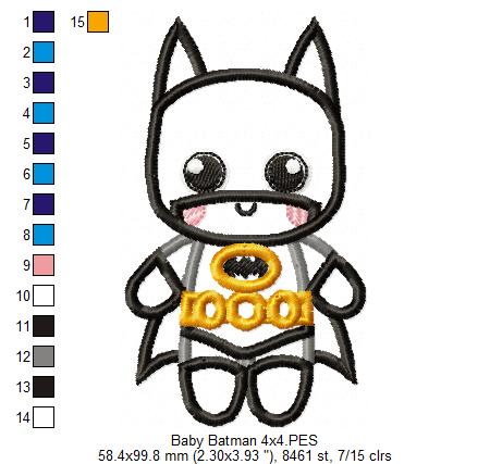 Baby Batman - Applique - Machine Embroidery Design