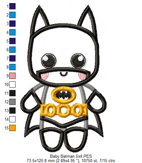 Baby Batman - Applique - Machine Embroidery Design