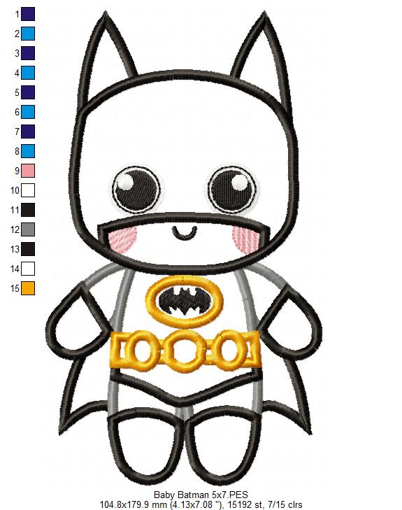 Baby Batman - Applique - Machine Embroidery Design