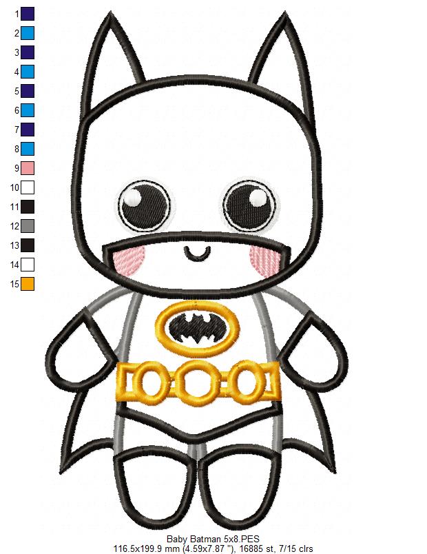 Baby Batman - Applique - Machine Embroidery Design