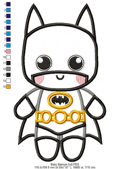 Baby Batman - Applique - Machine Embroidery Design