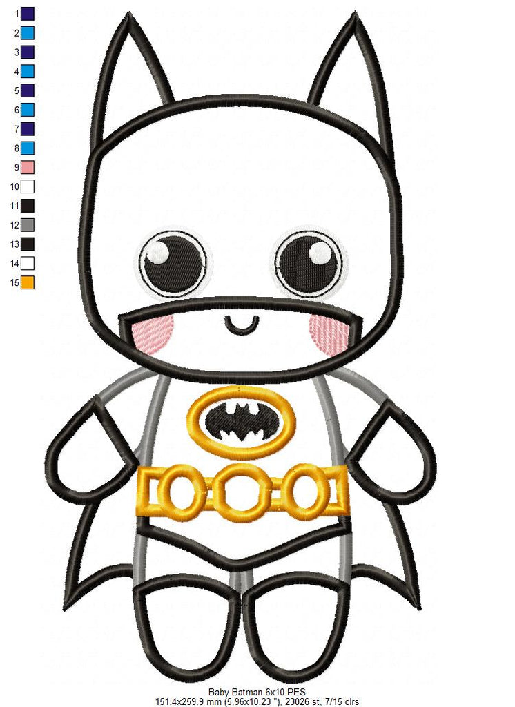 Baby Batman - Applique - Machine Embroidery Design