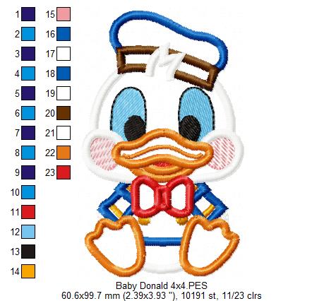 Baby Donald Duck - Applique - Machine Embroidery Design