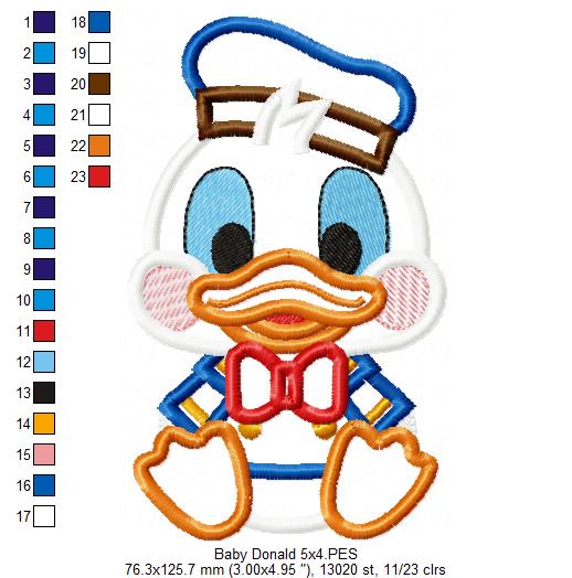 Baby Donald Duck - Applique - Machine Embroidery Design