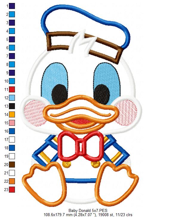 Baby Donald Duck - Applique - Machine Embroidery Design