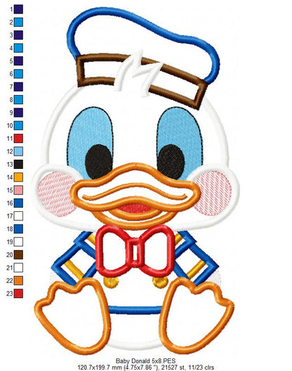 Baby Donald Duck - Applique - Machine Embroidery Design