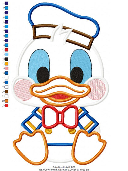 Baby Donald Duck - Applique - Machine Embroidery Design