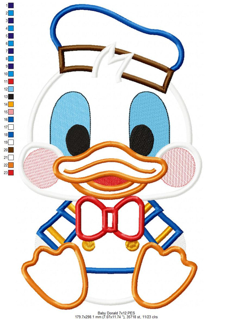 Baby Donald Duck - Applique - Machine Embroidery Design