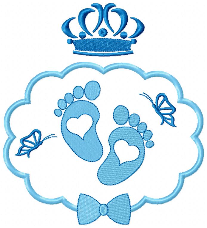 Sweet Baby Feet with Crown Frame - Fill Stitch – Machine Embroidery Design