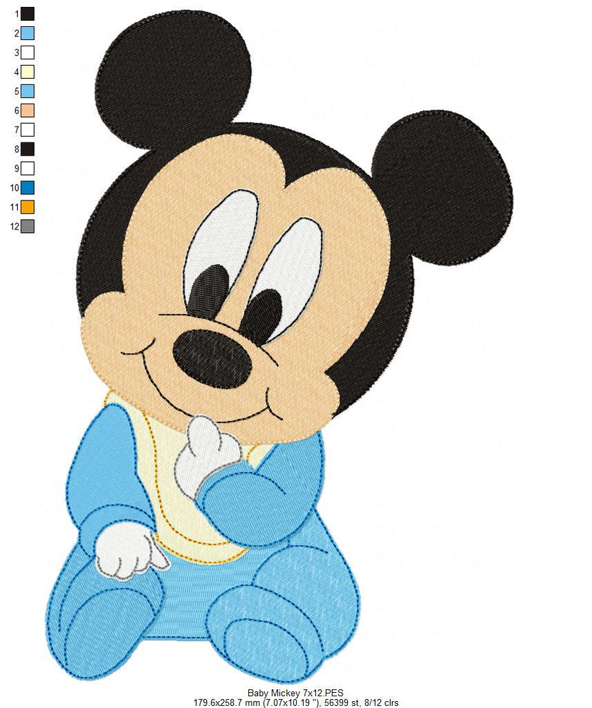 Baby Mouse Boy - Fill Stitch - Machine Embroidery Design