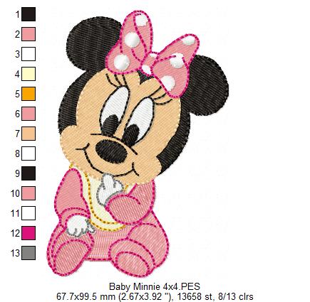 Baby Mouse Girl - Fill Stitch - Machine Embroidery Design