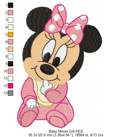 Baby Mouse Girl - Fill Stitch - Machine Embroidery Design