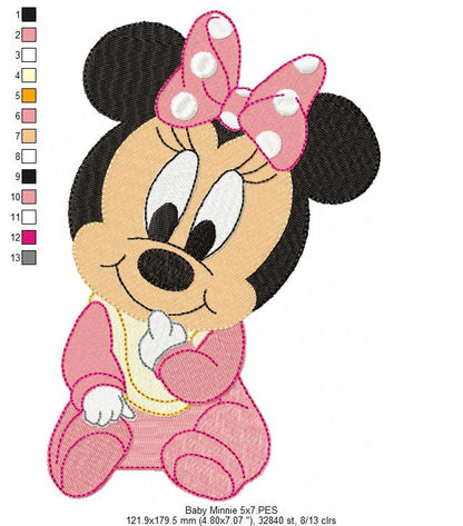 Baby Mouse Girl - Fill Stitch - Machine Embroidery Design