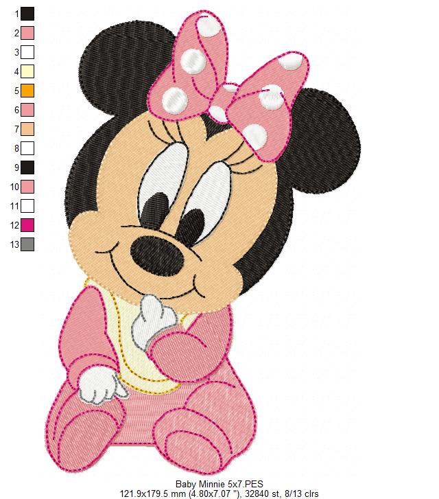 Baby Mouse Girl - Fill Stitch - Machine Embroidery Design