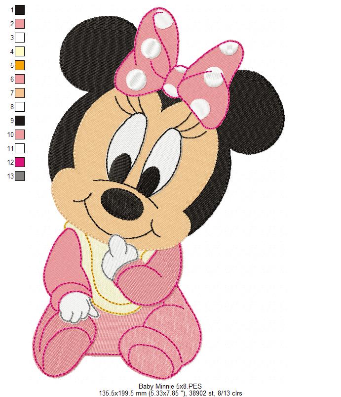 Baby Mouse Girl - Fill Stitch - Machine Embroidery Design