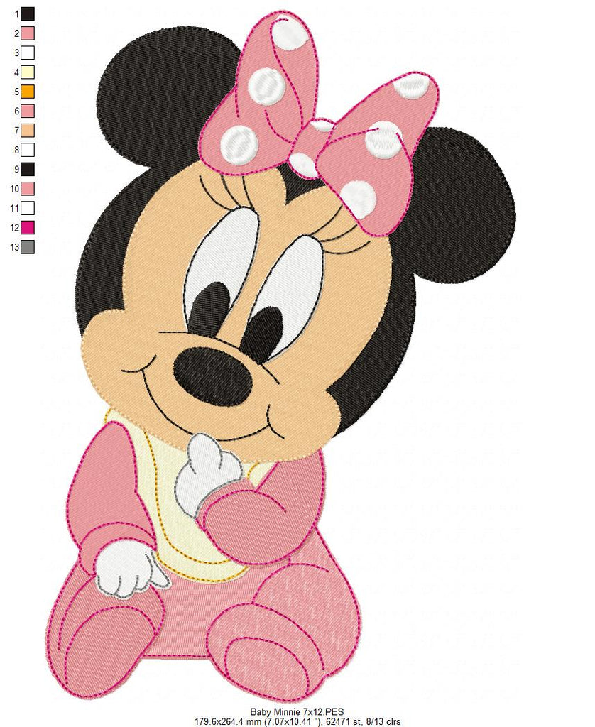 Baby Mouse Girl - Fill Stitch - Machine Embroidery Design