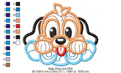 Baby Pluto - Applique - Machine Embroidery Design
