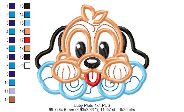 Baby Pluto - Applique - Machine Embroidery Design