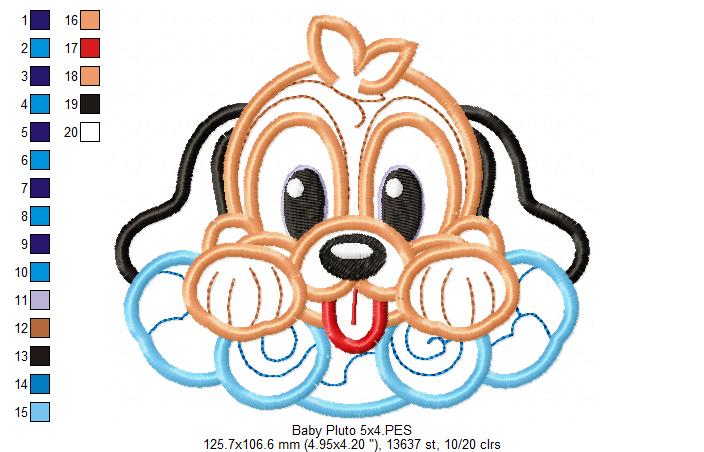 Baby Pluto - Applique - Machine Embroidery Design