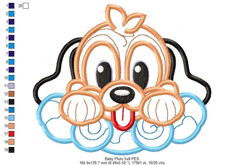 Baby Pluto - Applique - Machine Embroidery Design