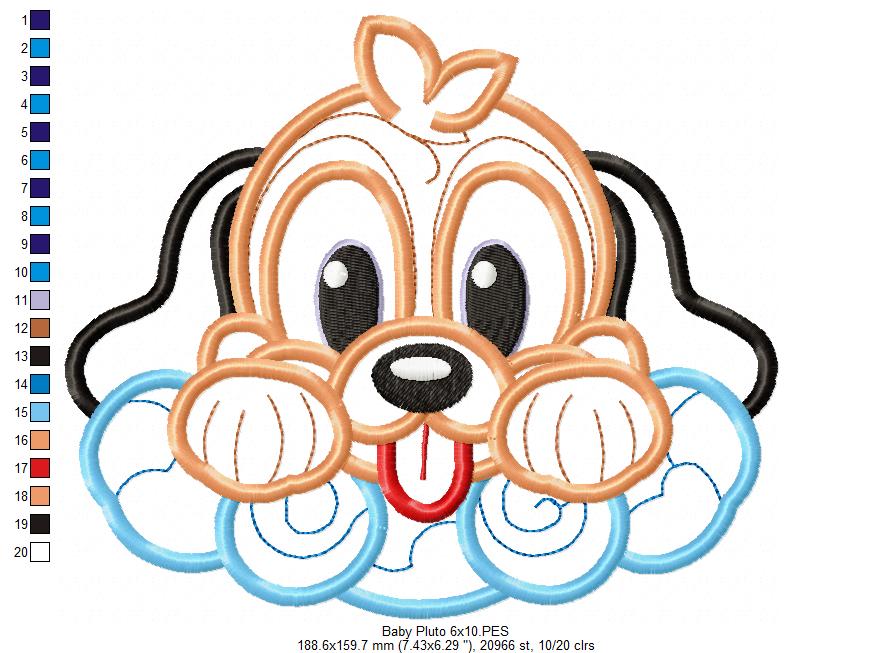 Baby Pluto - Applique - Machine Embroidery Design