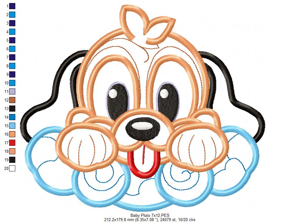 Baby Pluto - Applique - Machine Embroidery Design