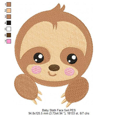 Sweet Baby Sloth Collection – Fill Stitch – Machine Embroidery Design