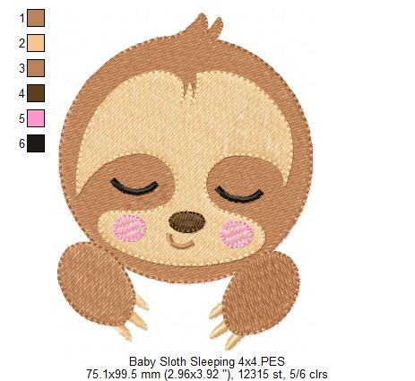 Sweet Baby Sloth Collection – Fill Stitch – Machine Embroidery Design