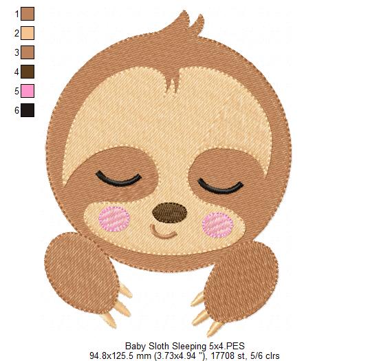 Sweet Baby Sloth Collection – Fill Stitch – Machine Embroidery Design