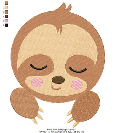 Sweet Baby Sloth Collection – Fill Stitch – Machine Embroidery Design