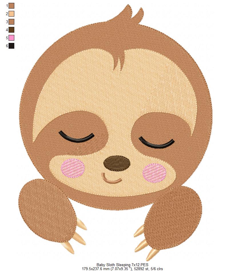 Sweet Baby Sloth Collection – Fill Stitch – Machine Embroidery Design