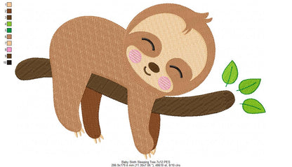 Sweet Baby Sloth Collection – Fill Stitch – Machine Embroidery Design