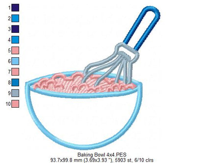 Sweet Baking Bowl - Appliqué - Machine Embroidery Design