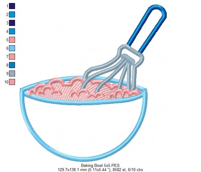 Sweet Baking Bowl - Appliqué - Machine Embroidery Design