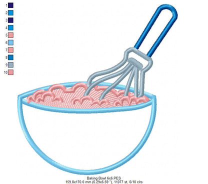 Sweet Baking Bowl - Appliqué - Machine Embroidery Design