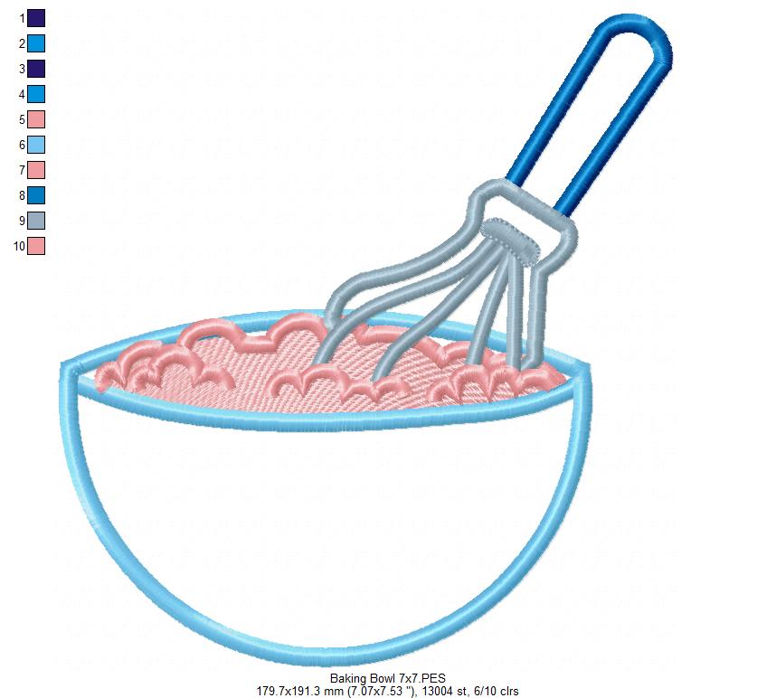 Sweet Baking Bowl - Appliqué - Machine Embroidery Design