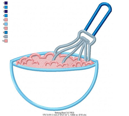 Sweet Baking Bowl - Appliqué - Machine Embroidery Design