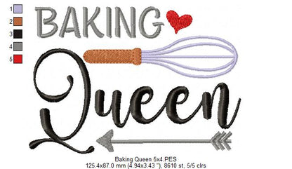 Baking Queen - Fill Stitch - Machine Embroidery Design