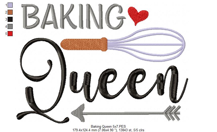 Baking Queen - Fill Stitch - Machine Embroidery Design