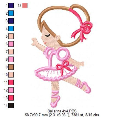 Sweet Little Ballerina - Applique - Machine Embroidery Design