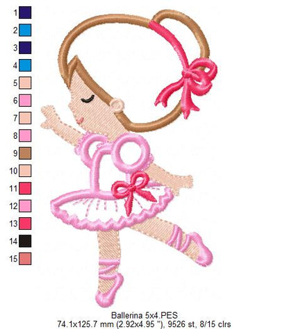 Sweet Little Ballerina - Applique - Machine Embroidery Design