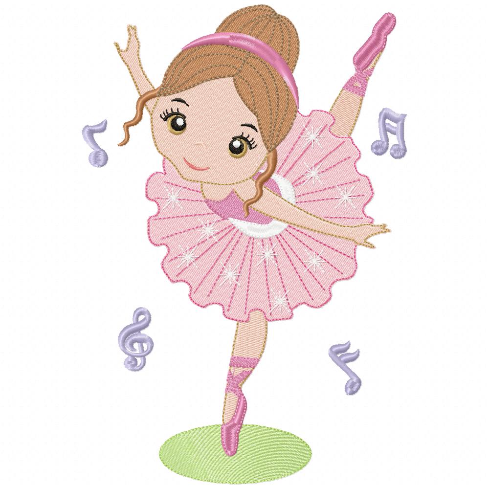Twirling Ballet Princess – Fill & Sketch Stitch – Machine Embroidery Design