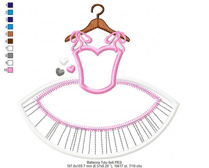 Ballerina Tutu Dress - Applique - Machine Embroidery Dress