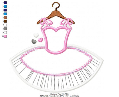 Ballerina Tutu Dress - Applique - Machine Embroidery Dress