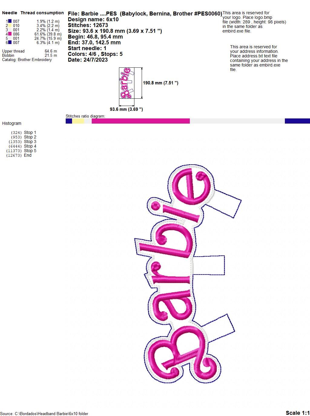 Barbie Headband - ITH Project - Machine Embroidery Design